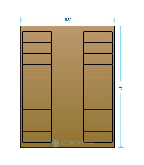 2.625" x 1" - 20 up - Brown Kraft (Laser / Inkjet)