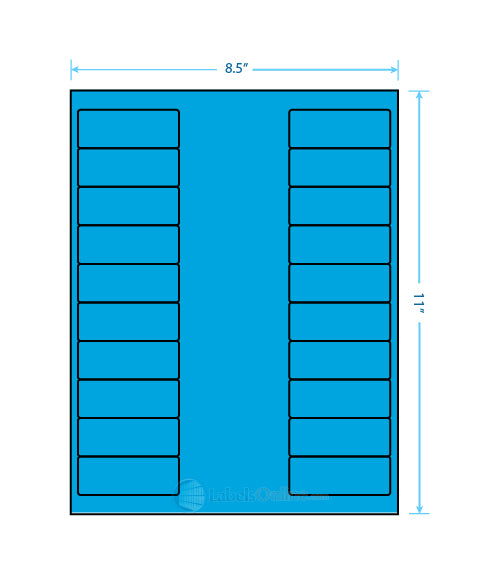 2.625" x 1" - 20 up - Fluorescent Blue (Laser)