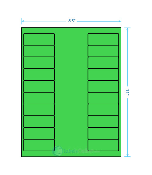 2.625" x 1" - 20 up - Fluorescent Green (Laser)