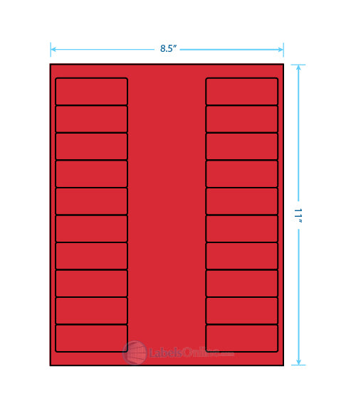 2.625" x 1" - 20 up - Fluorescent Red (Laser)