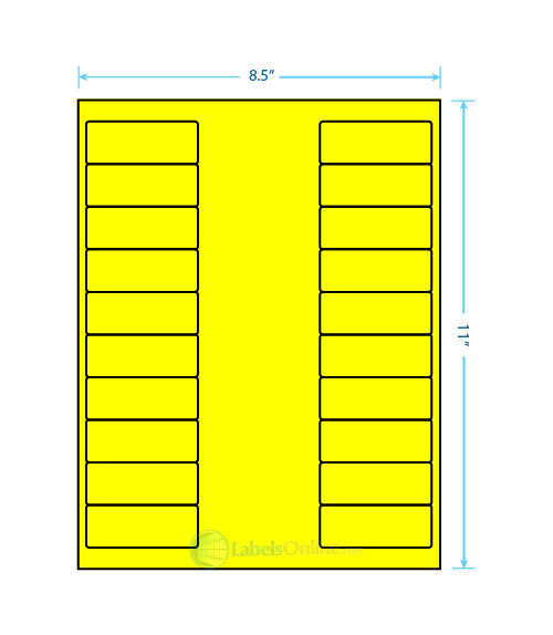 2.625" x 1" - 20 up - Fluorescent Yellow (Laser)