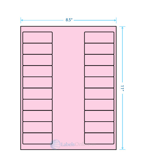 2.625" x 1" - 20 up - Pastel Pink (Laser)