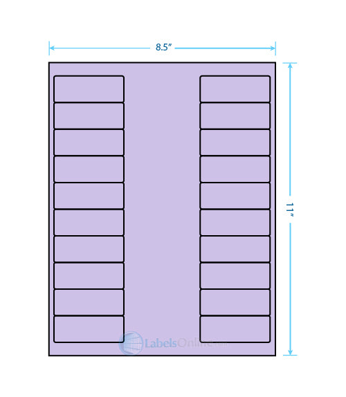 2.625" x 1" - 20 up - Pastel Purple (Laser)