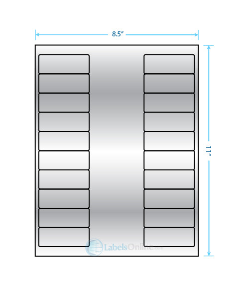 2.625" x 1" - 20 up - Silver Foil (Laser)