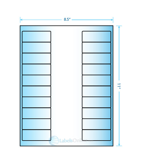 2.625" x 1" - 20 up - White Vinyl Drum (Laser)