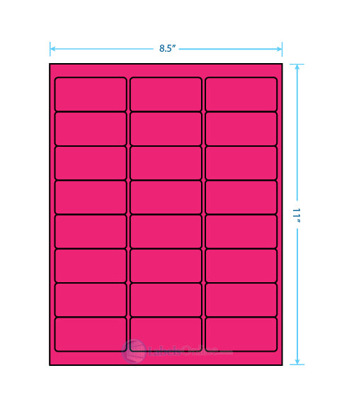 2.625" x 1.25" - 24 up - Fluorescent Pink (Laser)