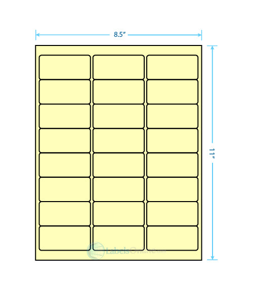 2.625" x 1.25" - 24 up - Pastel Yellow (Laser)