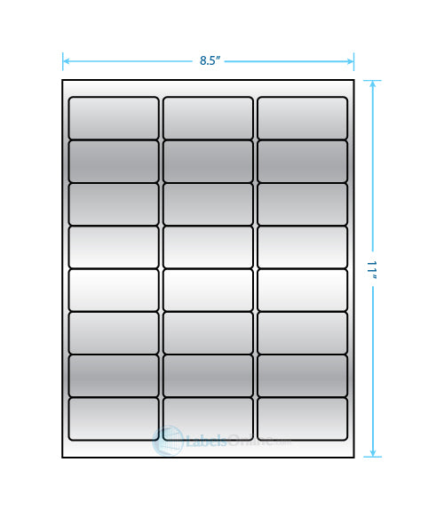 2.625" x 1.25" - 24 up - Silver Foil (Laser)
