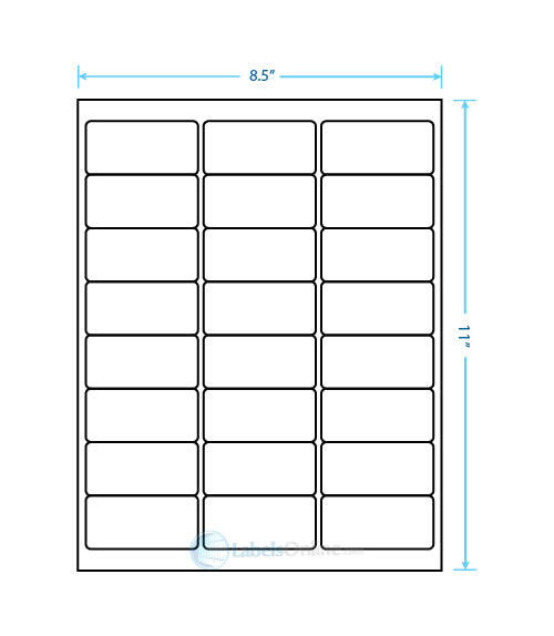 2.625" x 1.25" - 24 up - Standard White Matte (Laser / Inkjet)