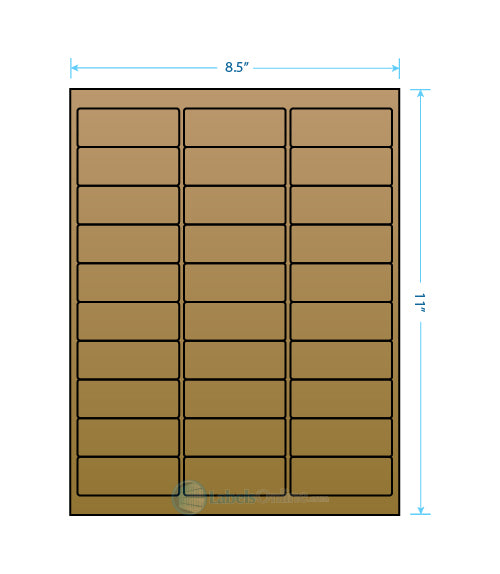 2.625" x 1" Address Labels - 30 up - Brown Kraft
