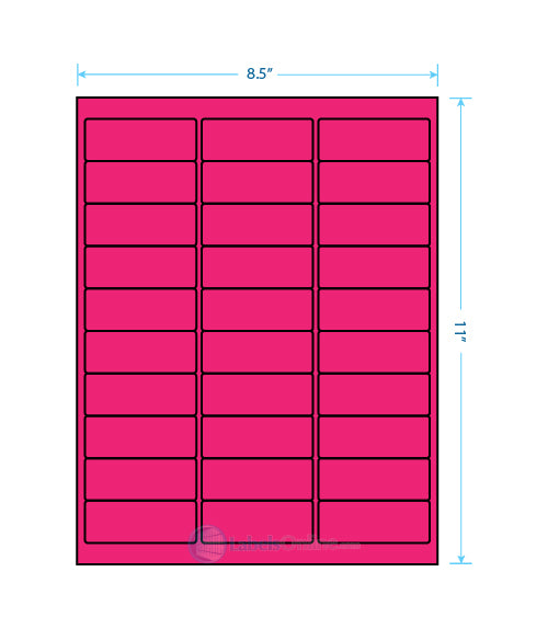 2.625" x 1" Address Labels - 30 up - Fluorescent Pink