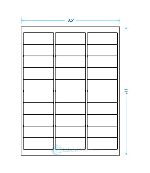 2.625" x 1" Address Labels - 30 up - Matte Litho