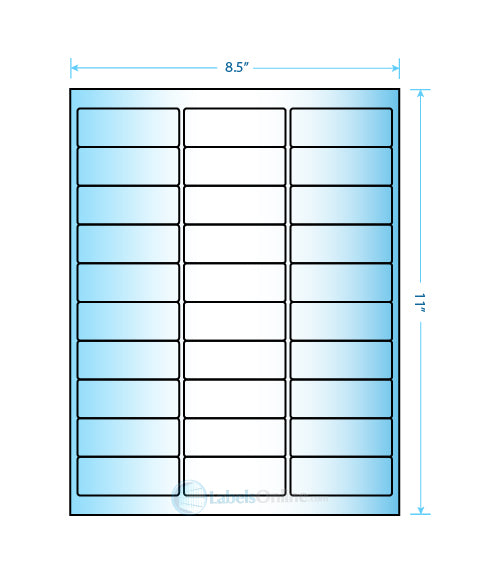2.625" x 1" Address Labels - 30 up - Mid Gloss