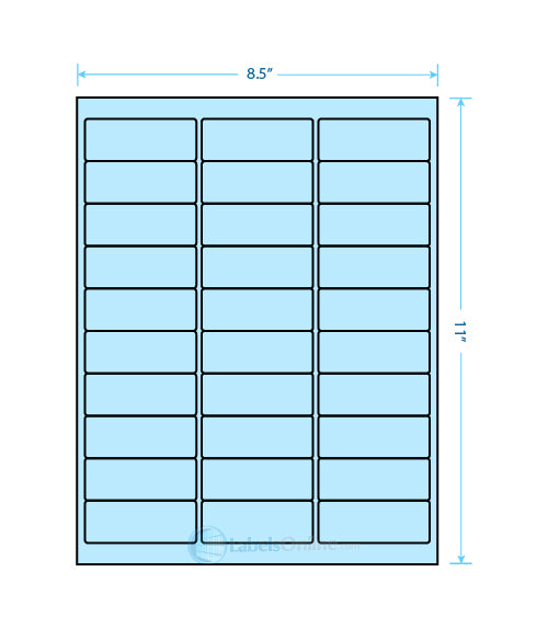 2.625" x 1" Address Labels - 30 up - Pastel Blue