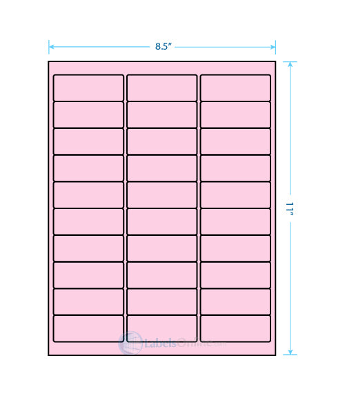 2.625" x 1" Address Labels - 30 up - Pastel Pink