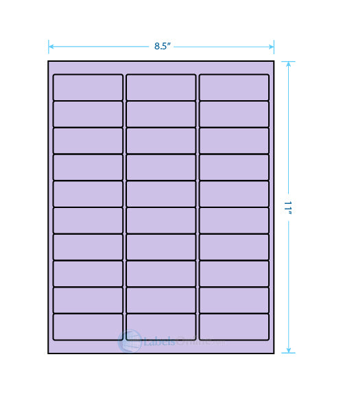 2.625" x 1" Address Labels - 30 up - Pastel Purple