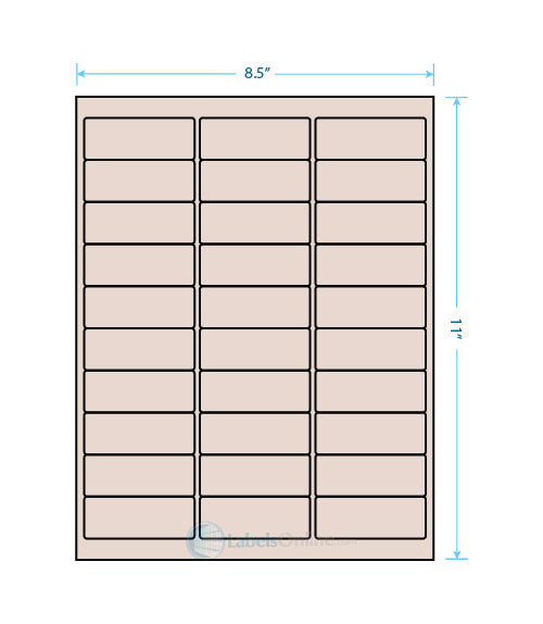 2.625" x 1" Address Labels - 30 up - Pastel Tan