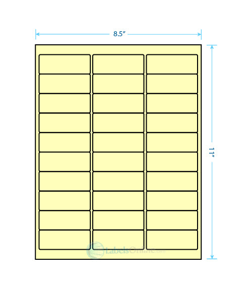 2.625" x 1" Address Labels - 30 up - Pastel Yellow