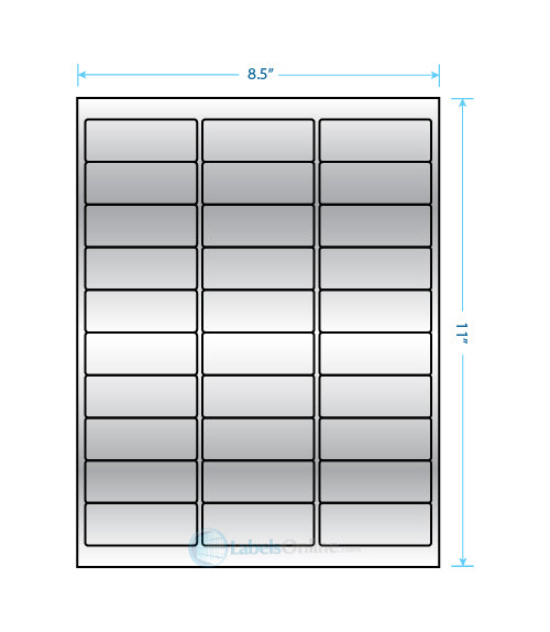 2.625" x 1" Address Labels - 30 up - Silver Foil