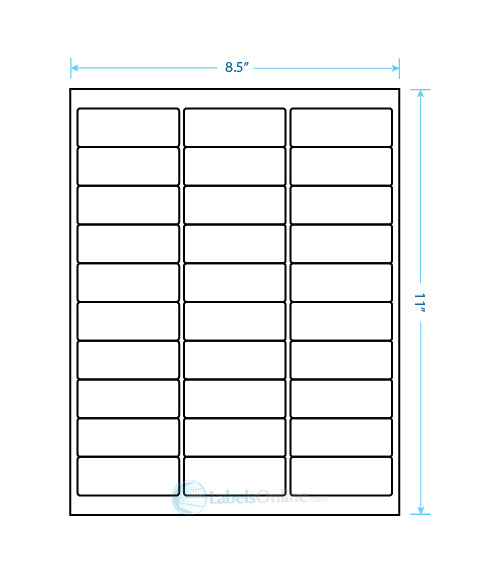 2.625" x 1" Address Labels - 30 up - White Vinyl Drum