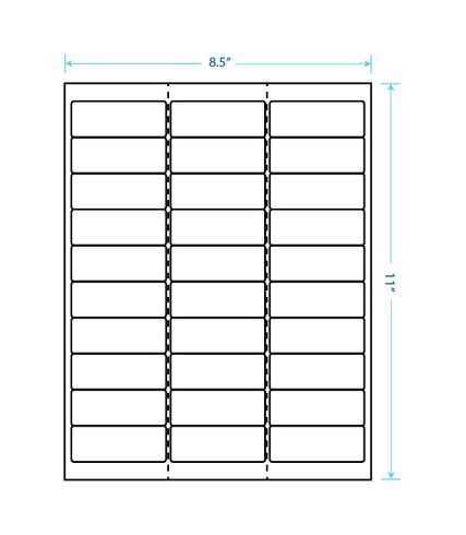 2.625" x 1" Laser/Inkjet Labels; 30 up; Vertical Perf (30,000 labels/case) - Standard White Matte