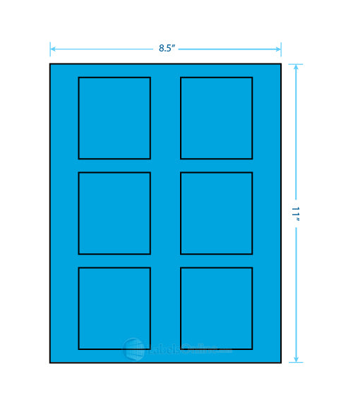 2.625" x 3" - 6 up - Fluorescent Blue (Laser)