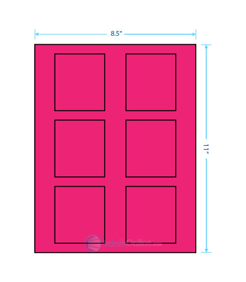 2.625" x 3" - 6 up - Fluorescent Pink (Laser)