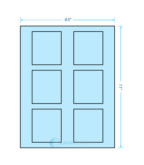 2.625" x 3" - 6 up - Pastel Blue (Laser)
