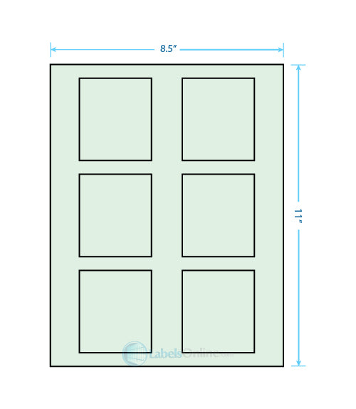 2.625" x 3" - 6 up - Pastel Green (Laser)