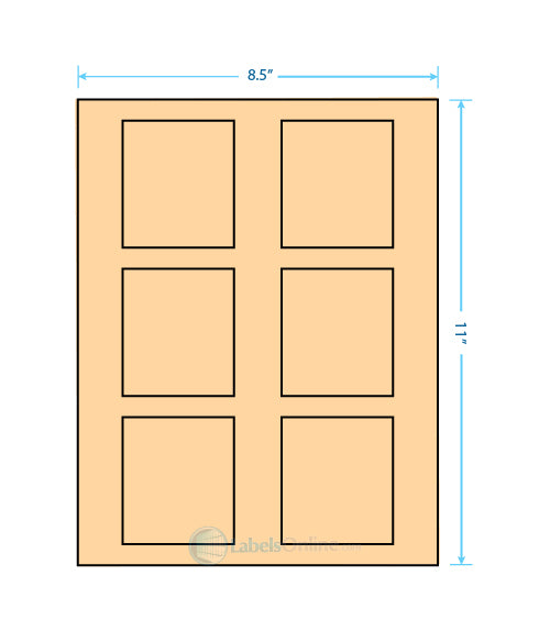2.625" x 3" - 6 up - Pastel Orange (Laser)