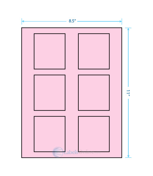 2.625" x 3" - 6 up - Pastel Pink (Laser)