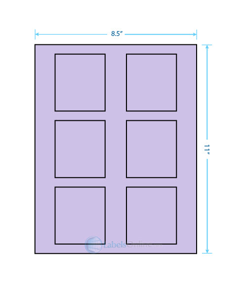 2.625" x 3" - 6 up - Pastel Purple (Laser)