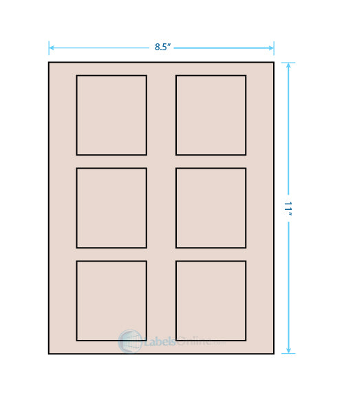 2.625" x 3" - 6 up - Pastel Tan (Laser)