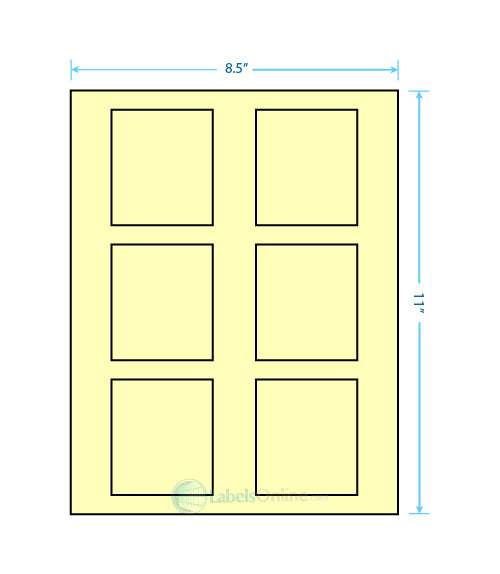 2.625" x 3" - 6 up - Pastel Yellow (Laser)