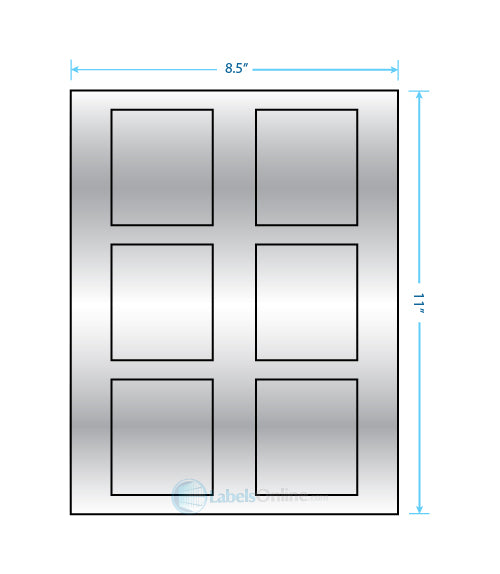 2.625" x 3" - 6 up - Silver Foil (Laser)