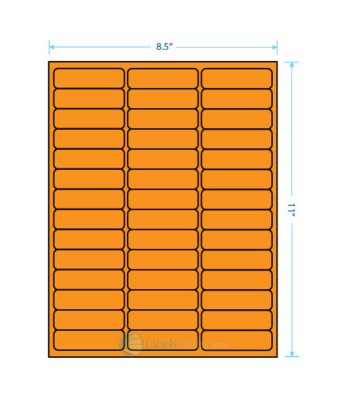 2.625" x .75" - 42 up - Fluorescent Orange