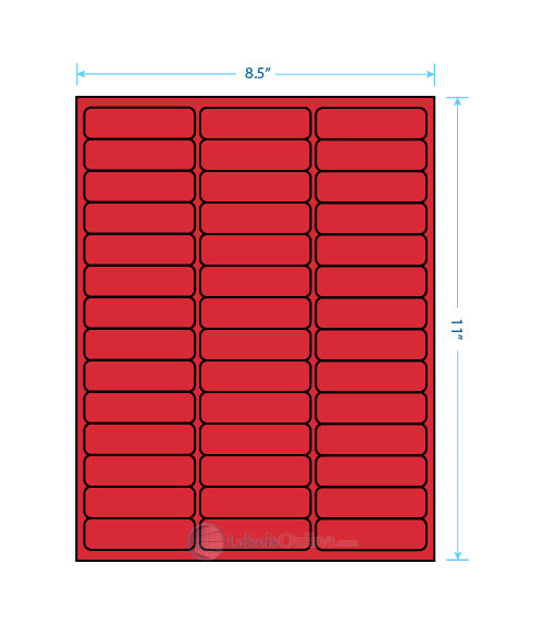 2.625" x .75" - 42 up - Fluorescent Red