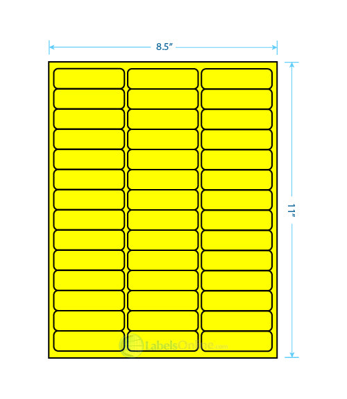 2.625" x .75" - 42 up - Fluorescent Yellow