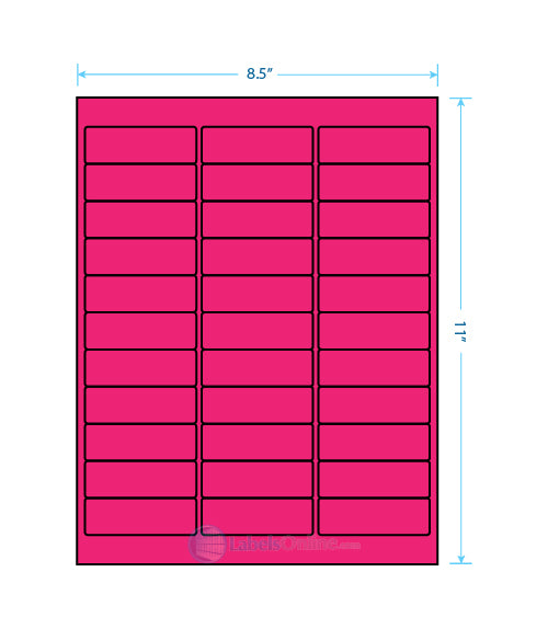 2.625" x .875" - 33 up - Fluorescent Pink