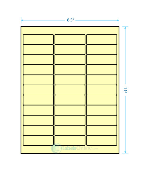 2.625" x .875" - 33 up - Pastel Yellow