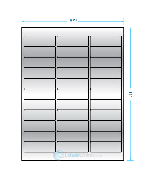 2.625" x .875" - 33 up - Silver Foil