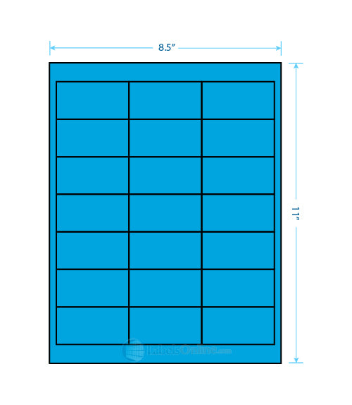 2.66" x 1.375" - 21 up - Fluorescent Blue