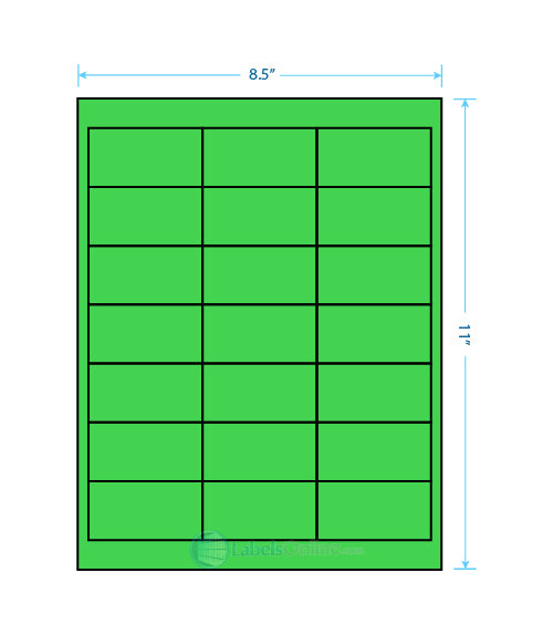 2.66" x 1.375" - 21 up - Fluorescent Green