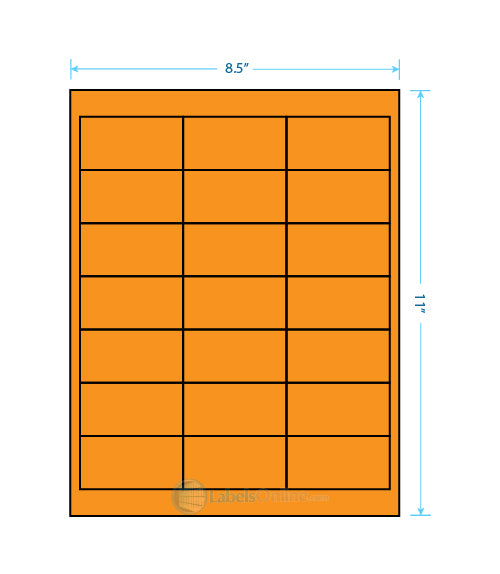 2.66" x 1.375" - 21 up - Fluorescent Orange