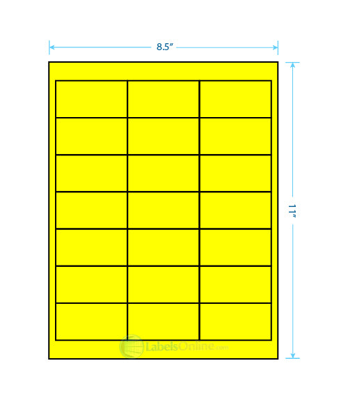 2.66" x 1.375" - 21 up - Fluorescent Yellow