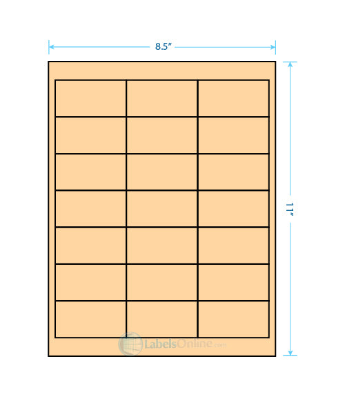 2.66" x 1.375" - 21 up - Pastel Orange