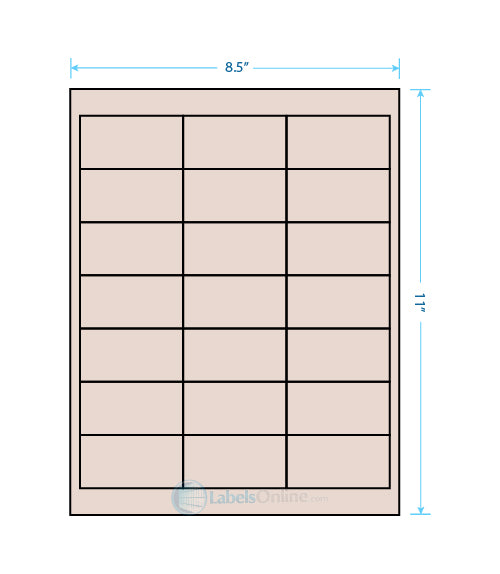 2.66" x 1.375" - 21 up - Pastel Tan