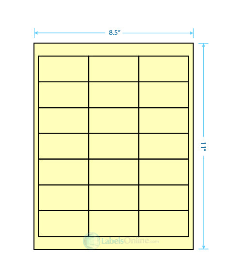 2.66" x 1.375" - 21 up - Pastel Yellow