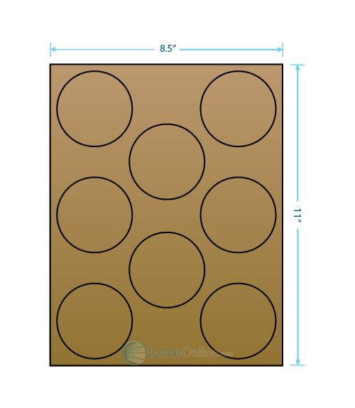 2.75" - 8 up - Brown Kraft (Laser / Inkjet)