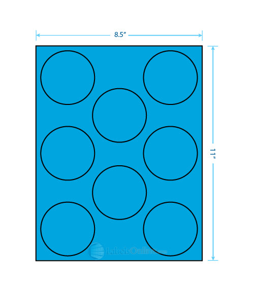 2.75" - 8 up - Fluorescent Blue (Laser)